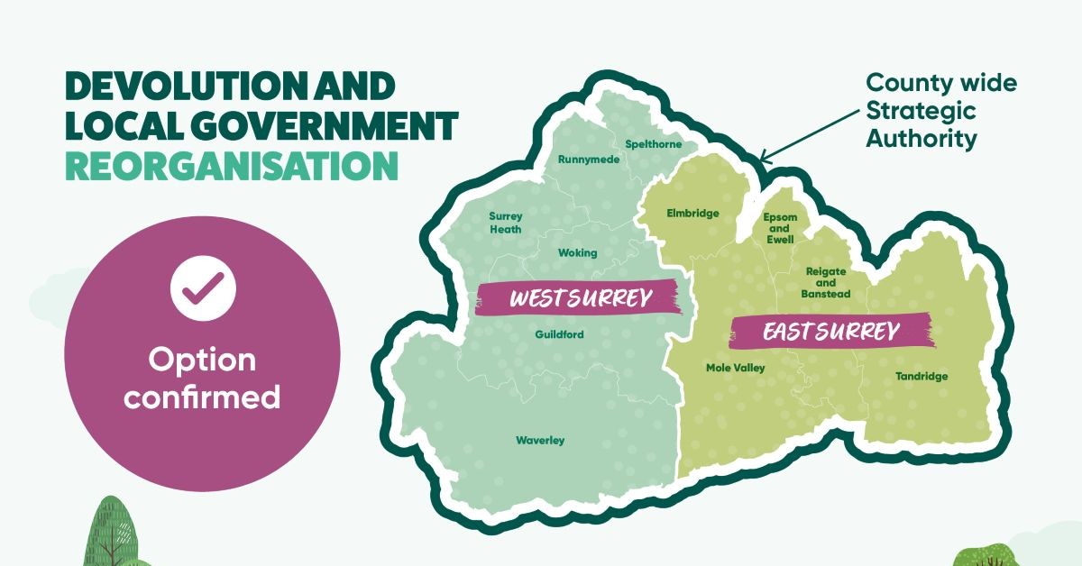 Surrey to become two unitary authorities