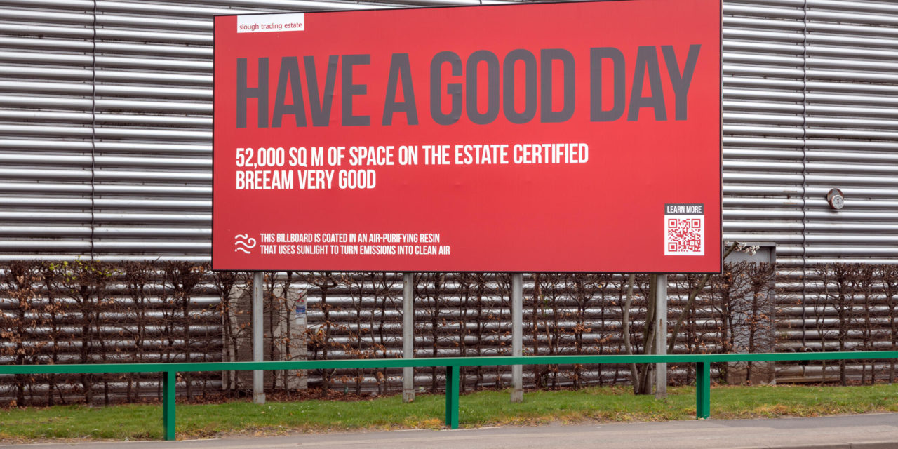Billboards with green credentials at Slough Trading Estate