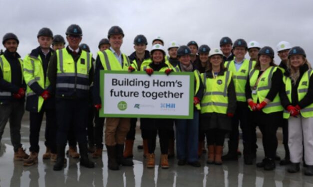 Ham Close topping out on first block